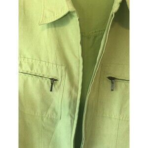 Cato Women Sz L Jacket Zip Front Soft Long Sleeve Top Green 2 Breast Pockets